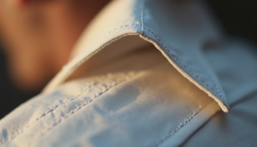 Close-up detail of premium dress shirt collar stitching and construction