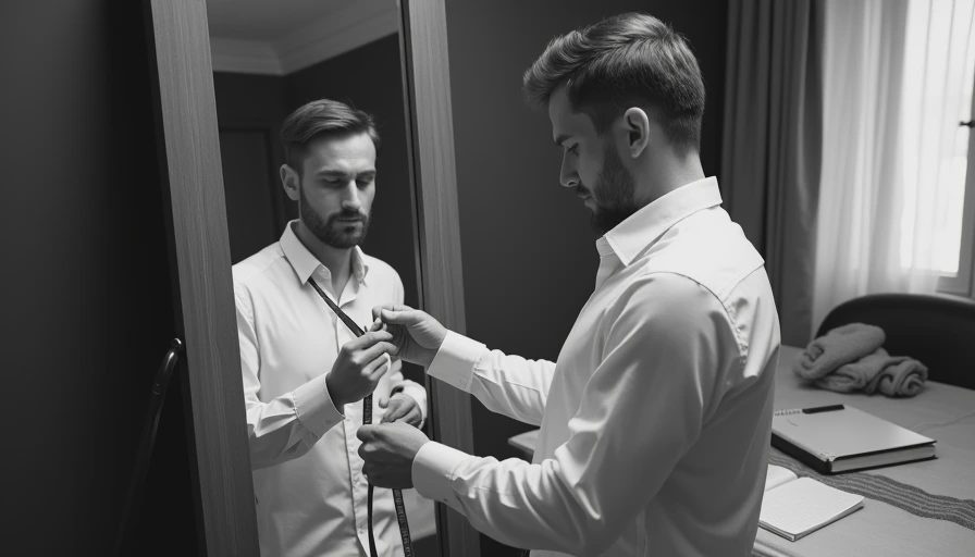 Visual context for how to measure dress shirt neck size